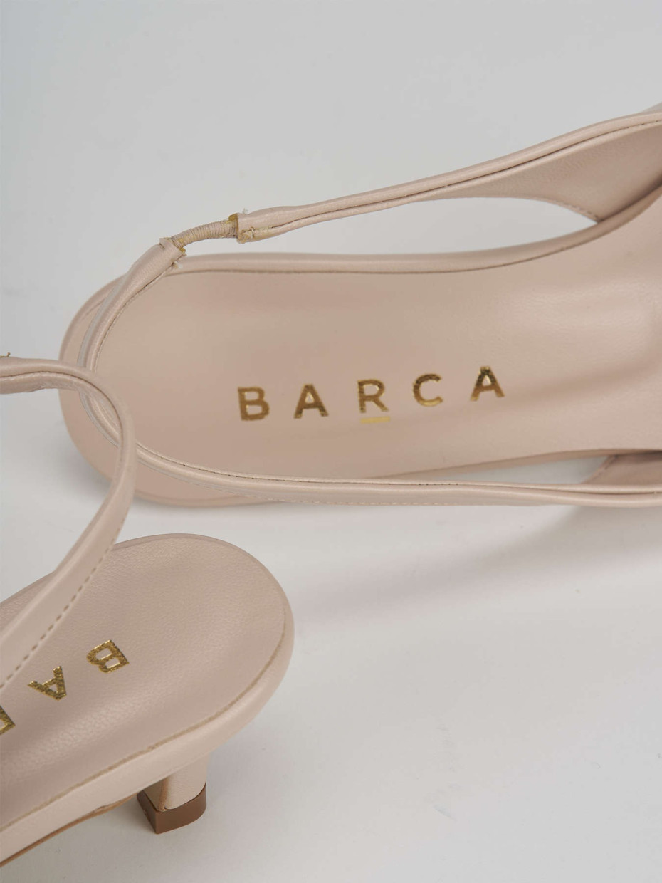 Décolleté e slingback tacco 3cm pelle beige