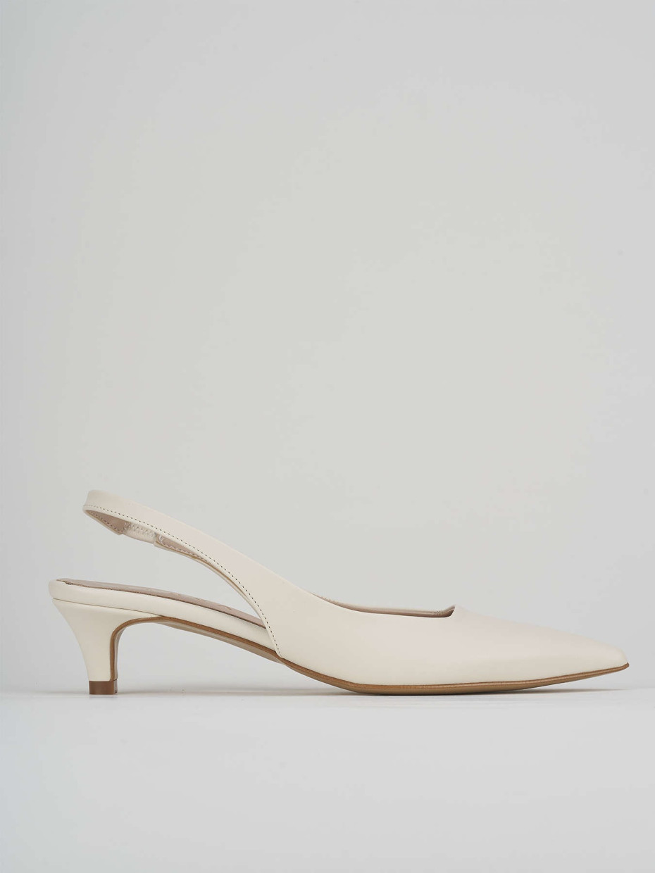 Décolleté e slingback tacco 3cm pelle bianco