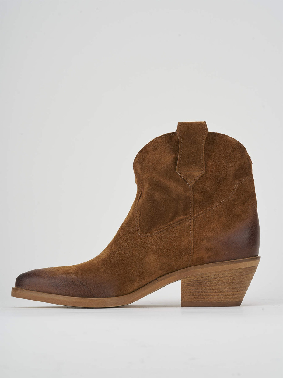 Cowboy boots heel 4 cm brown suede