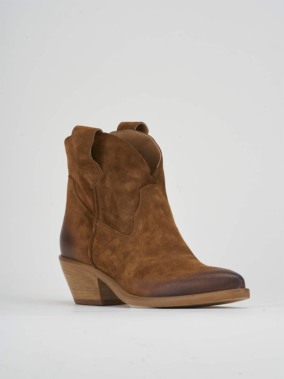 Cowboy boots woman heel 4 cm brown suede Barca Stores