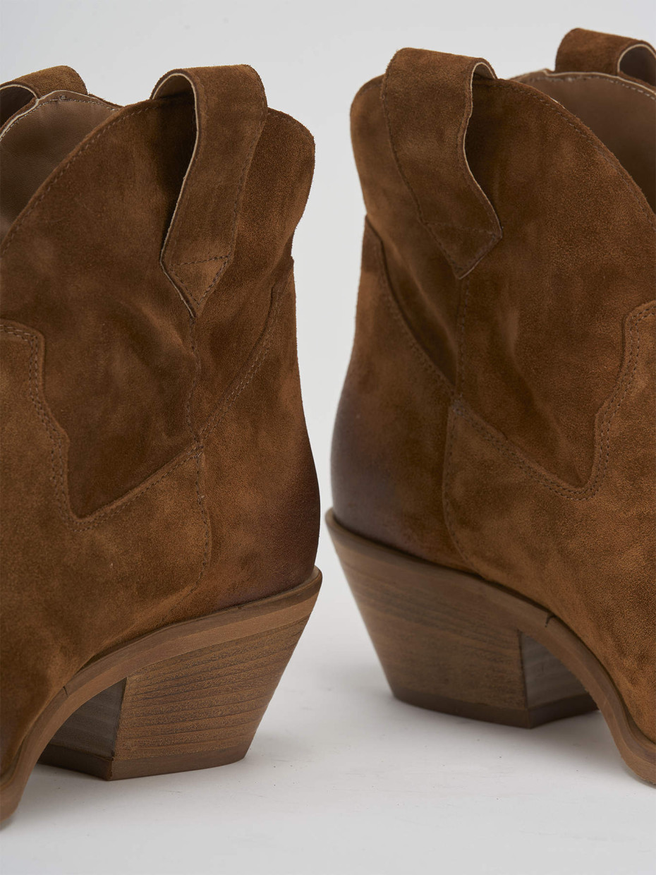 Cowboy boots heel 4 cm brown suede