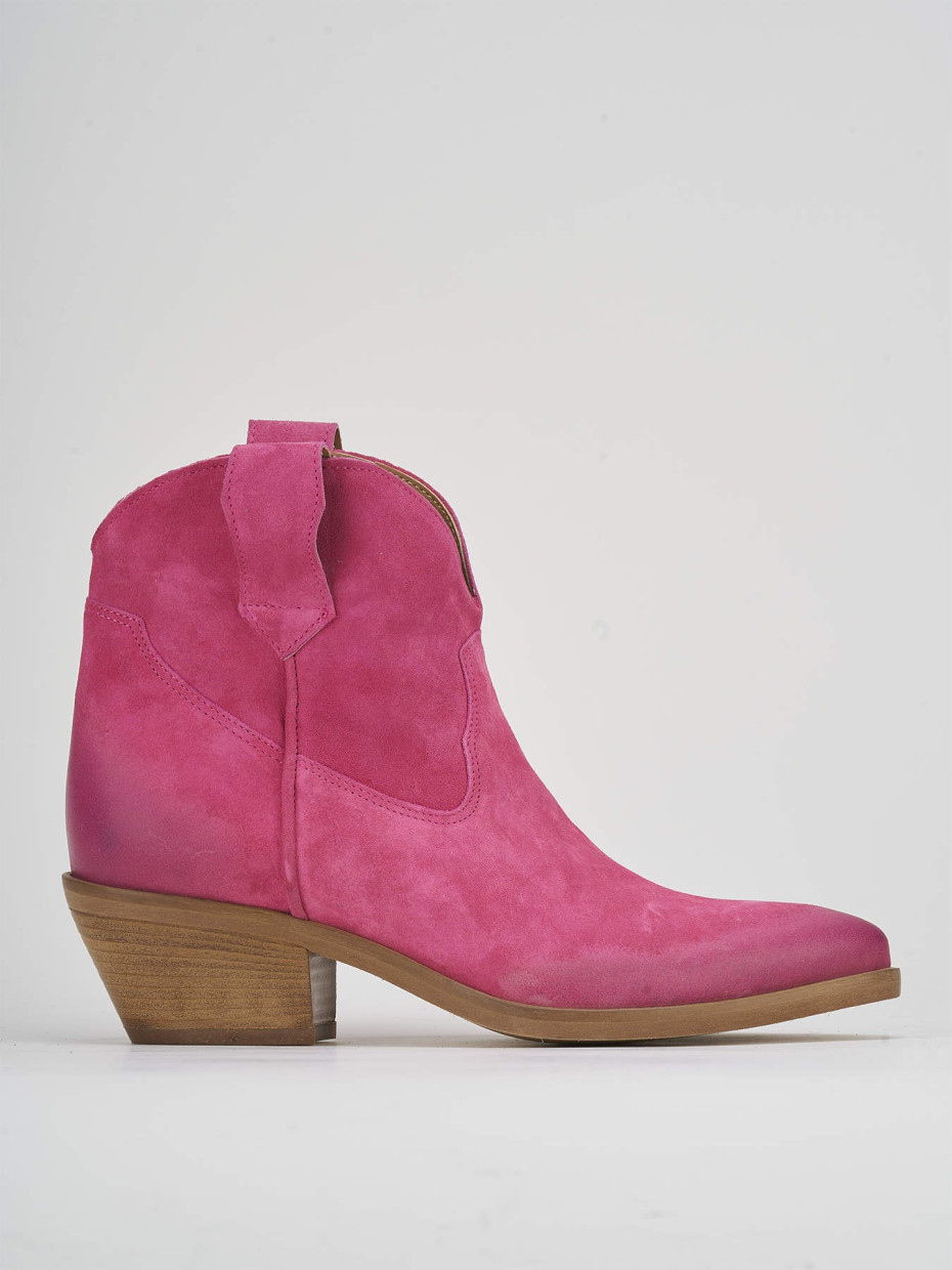 Cowboy boots heel 4 cm pink suede