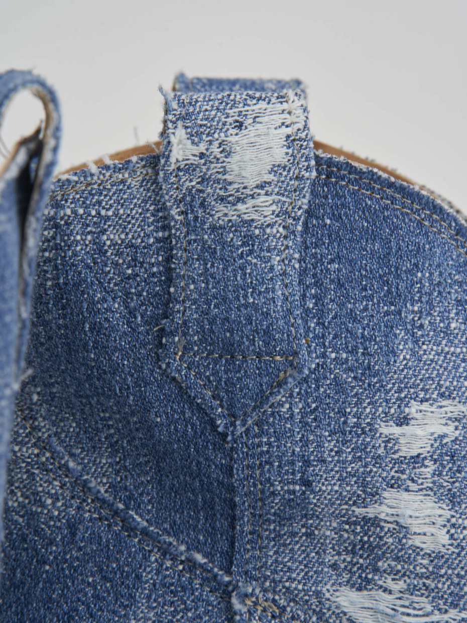 Stivaletto texano tacco 5 cm jeans tessuto
