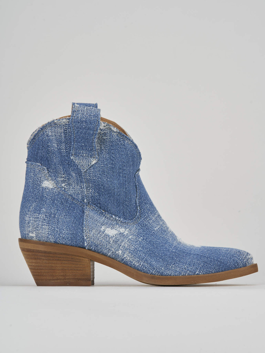 Low heel ankle boots heel 4 cm jeans fabric