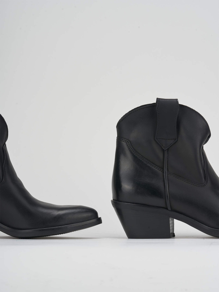 Cowboy boots heel 4 cm black leather