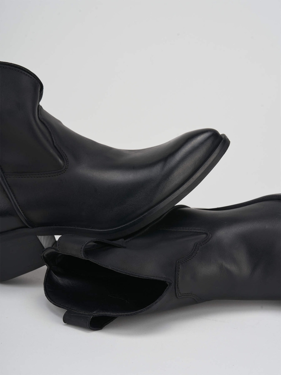 Cowboy boots heel 4 cm black leather