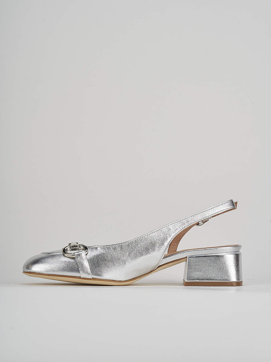 Pumps heel 4 cm silver leather