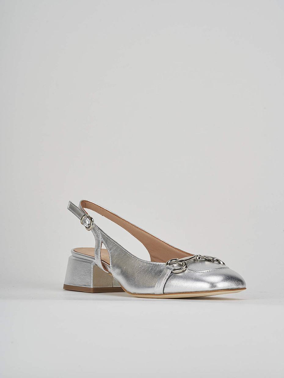 Pumps heel 4 cm silver leather