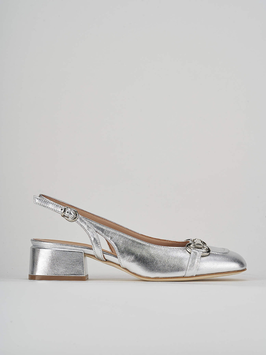 Pumps heel 4 cm silver leather