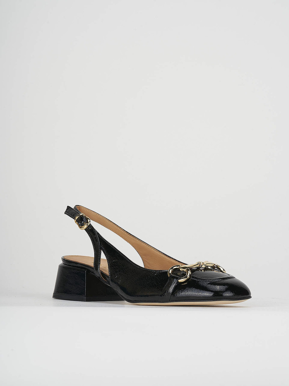 Slingback decoltè tacco 4 cm nero vernice