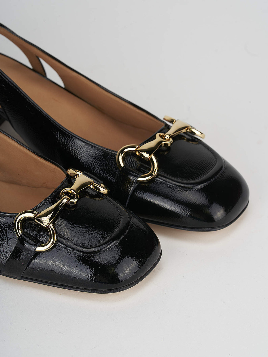 Slingback decoltè tacco 4 cm nero vernice