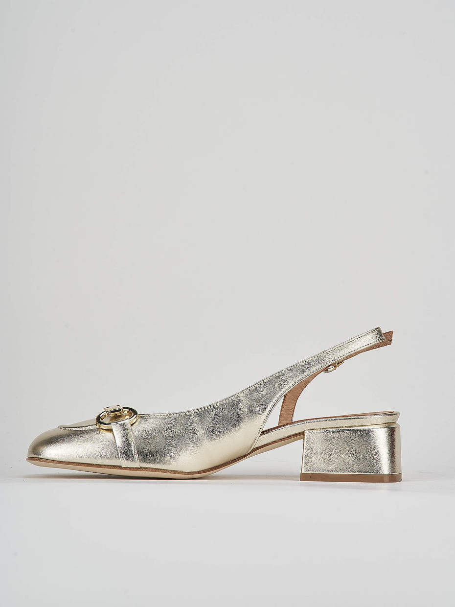 Slingback decoltè tacco 4 cm oro pelle