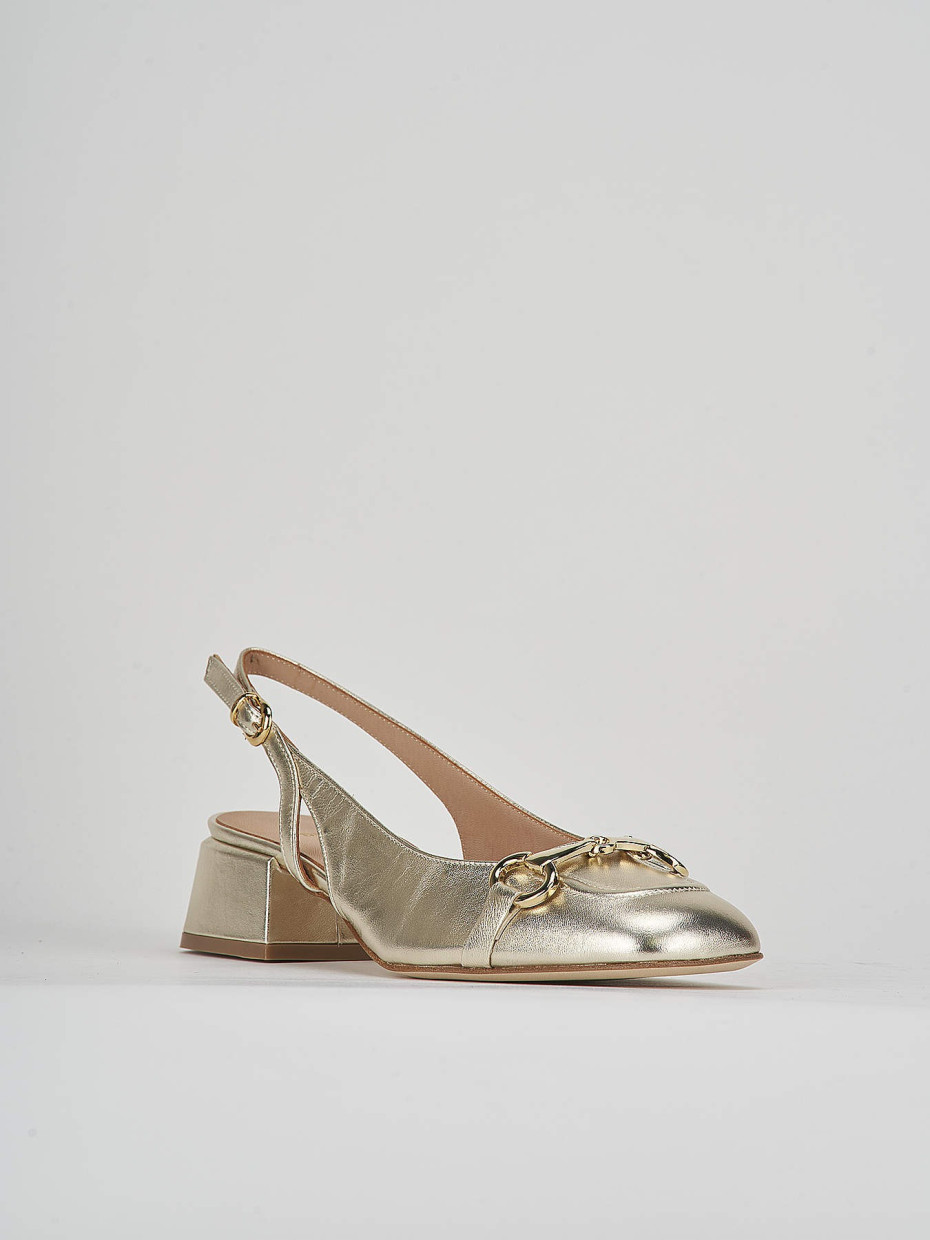 Slingback decoltè tacco 4 cm oro pelle