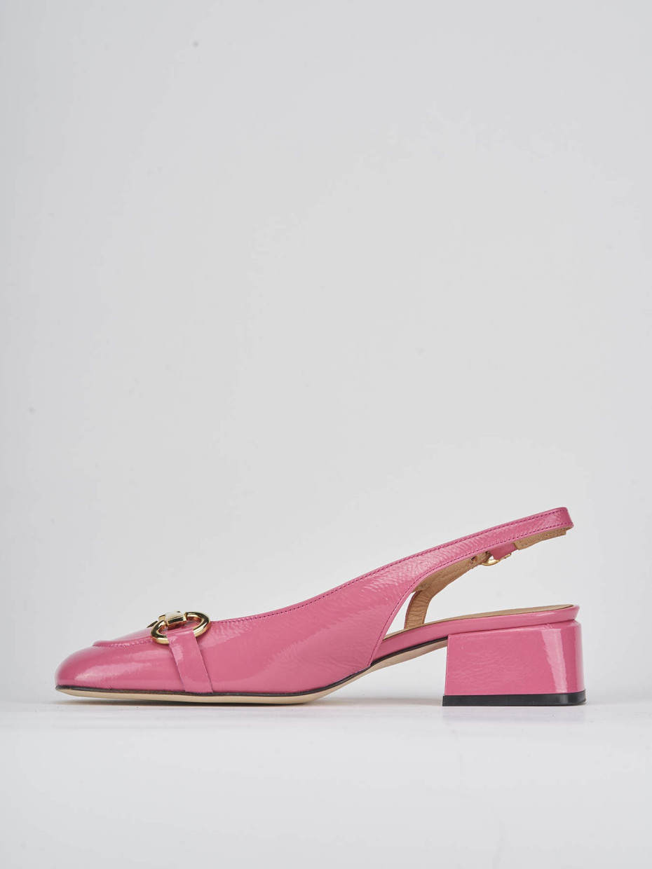 Slingback decoltè tacco 4 cm rosa vernice