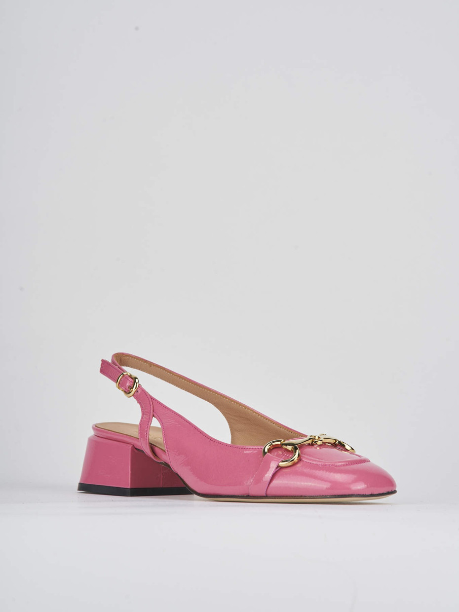 Slingback decoltè tacco 4 cm rosa vernice