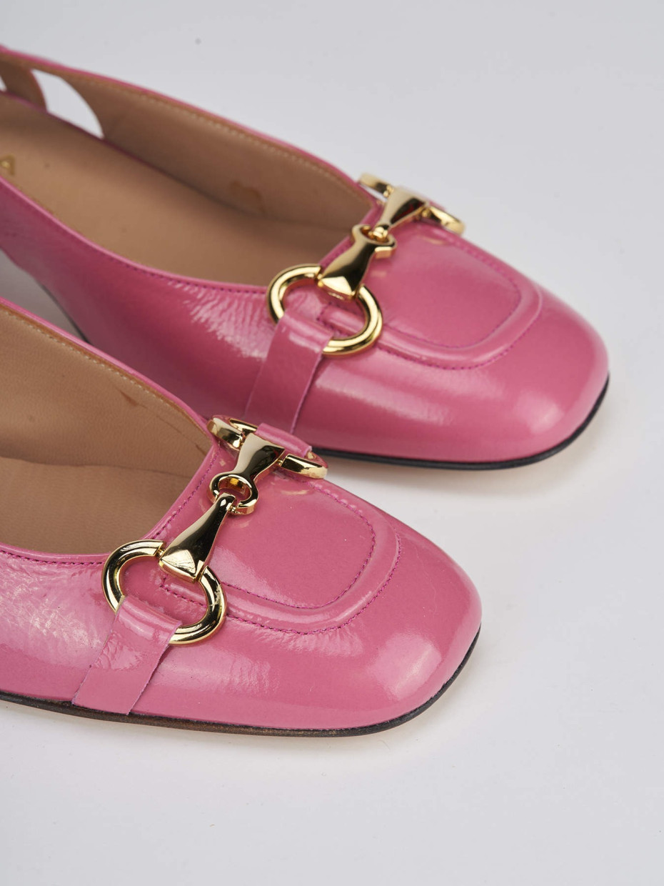 Slingback decoltè tacco 4 cm rosa vernice