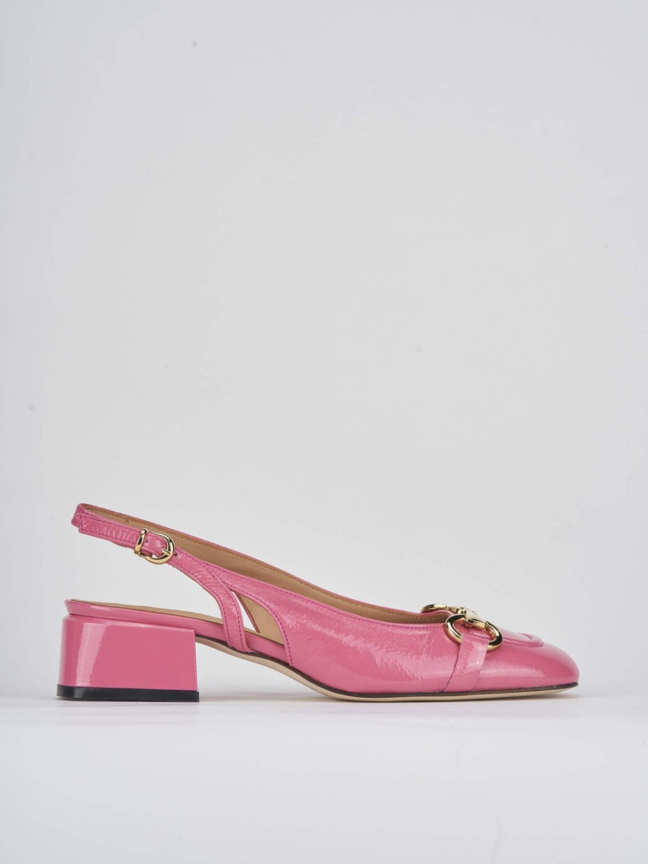 Slingback decoltè tacco 4 cm rosa vernice