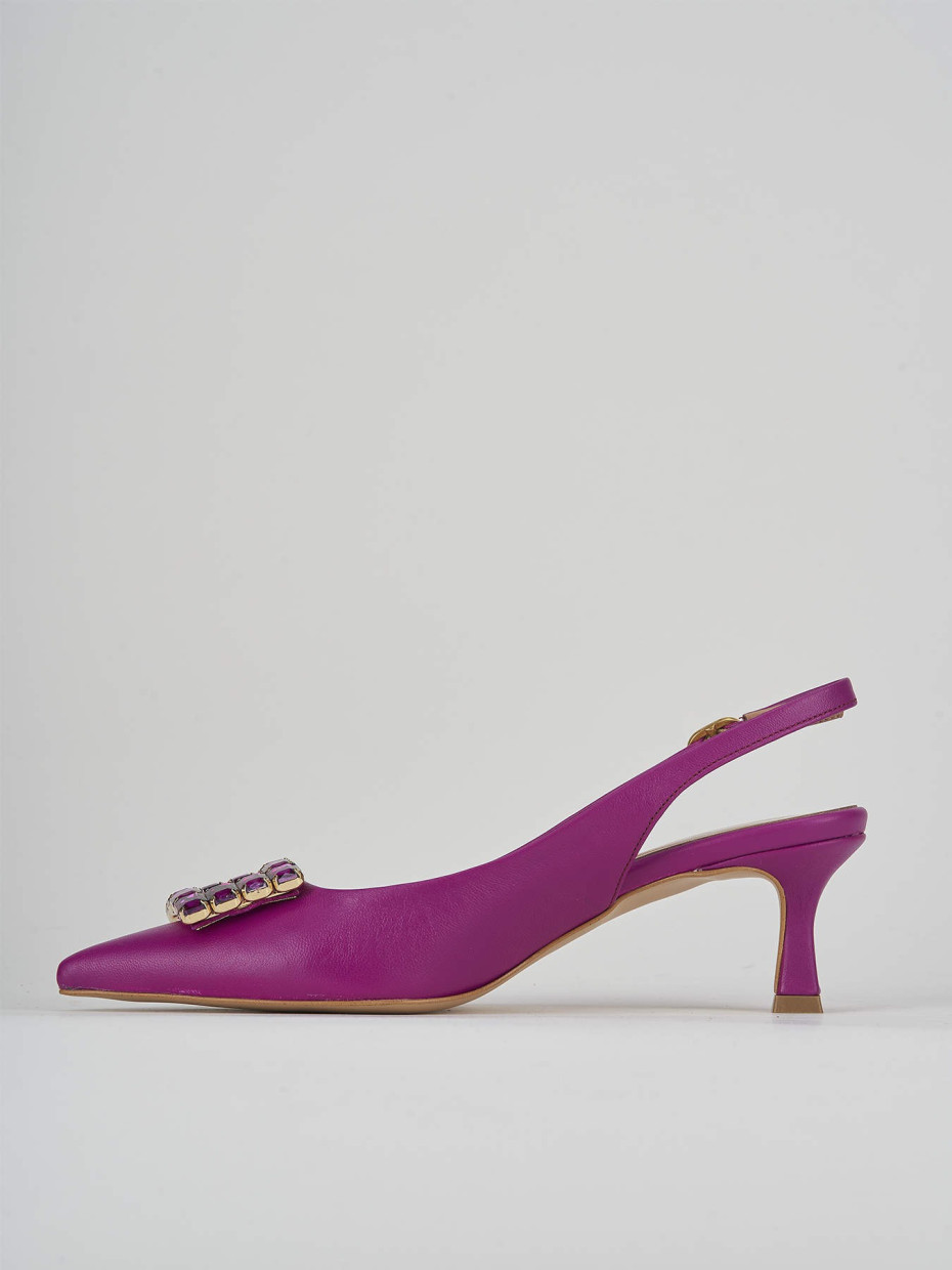 Décolleté e slingback tacco 6cm pelle rosa