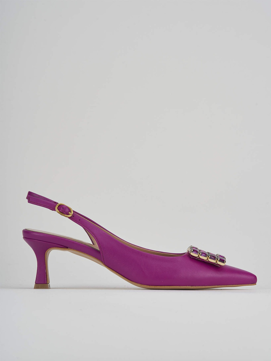 Décolleté e slingback tacco 6cm pelle rosa