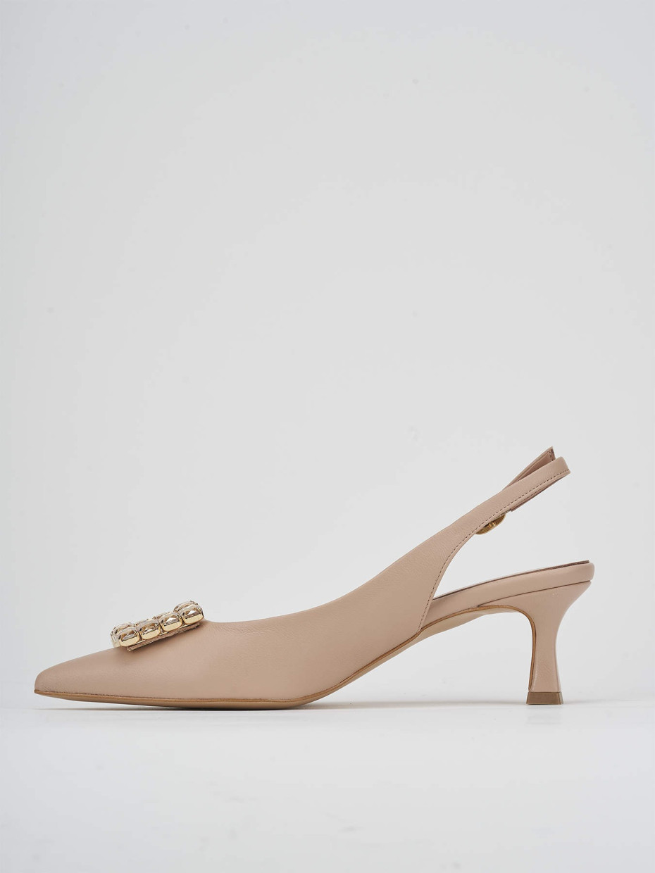 Décolleté e slingback tacco 6cm pelle rosa