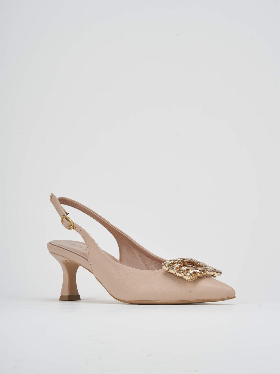 Décolleté e slingback tacco 6cm pelle rosa