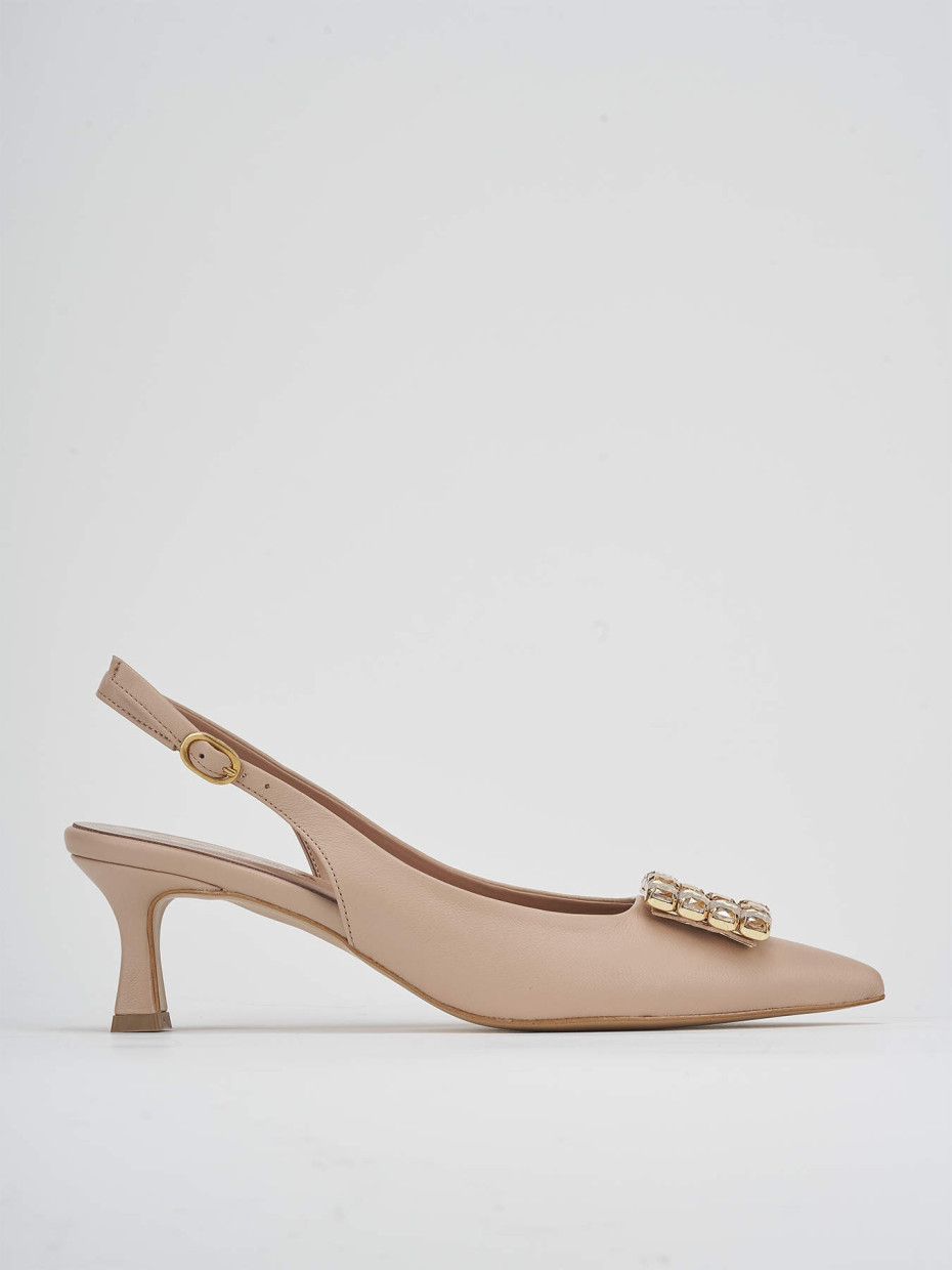 Décolleté e slingback tacco 6cm pelle rosa