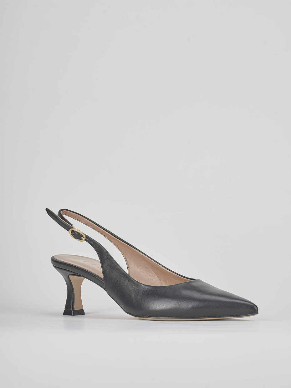 Décolleté e slingback tacco 6cm pelle nero