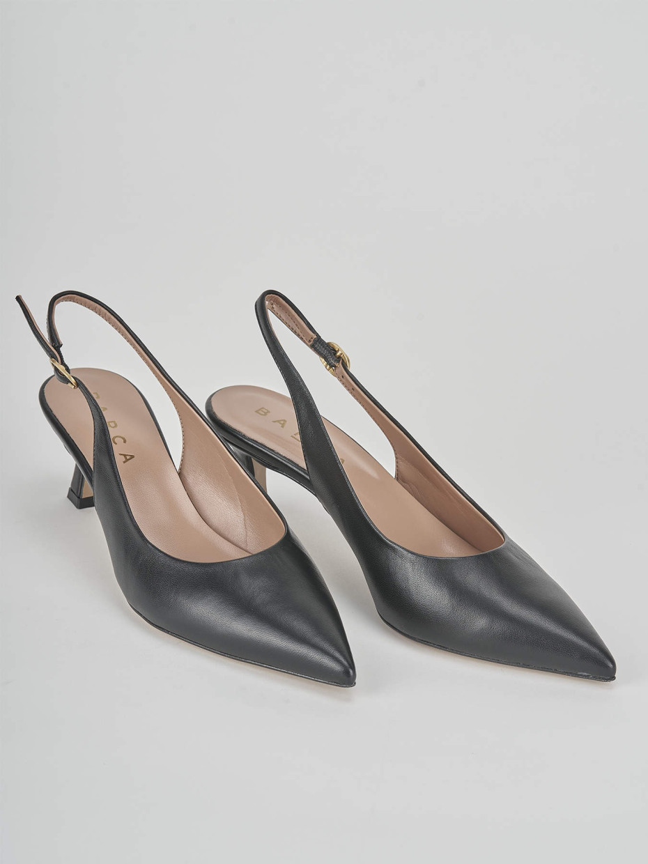 Décolleté e slingback tacco 6cm pelle nero