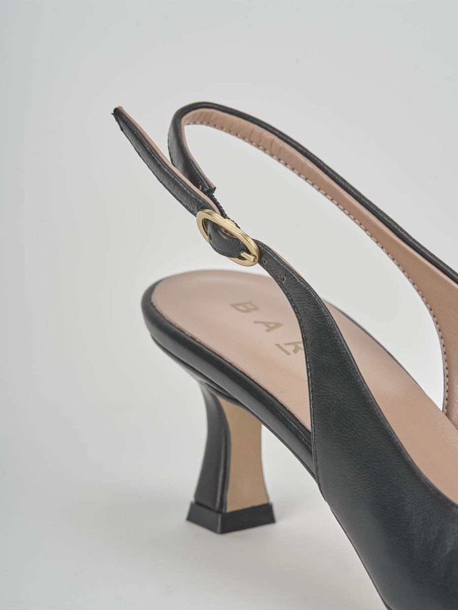 Décolleté e slingback tacco 6cm pelle nero