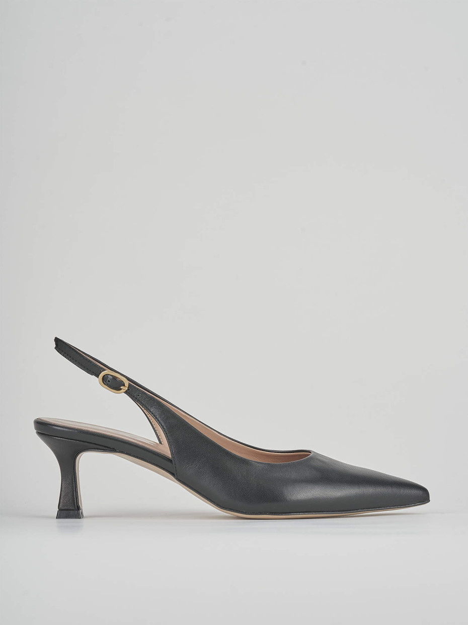 Décolleté e slingback tacco 6cm pelle nero