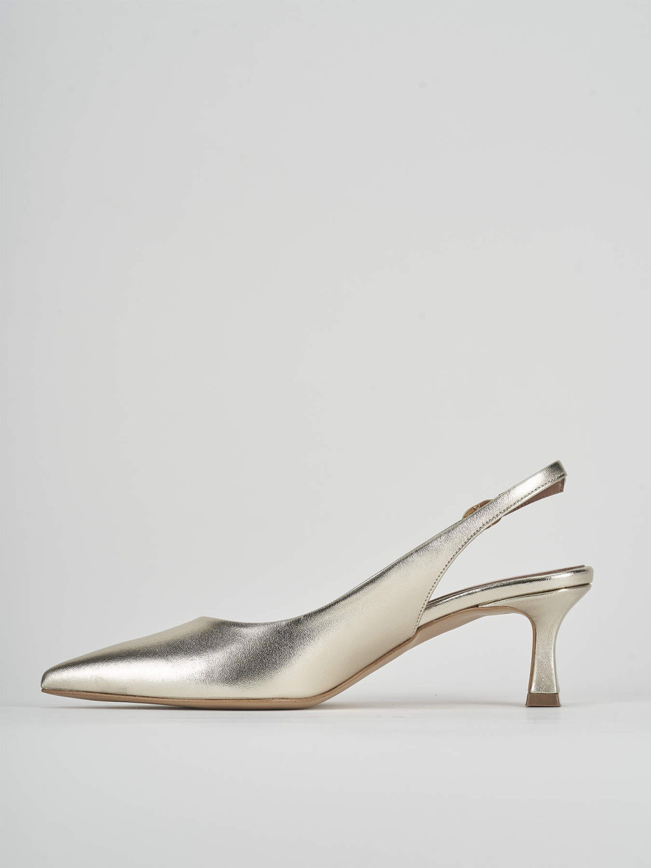 Décolleté e slingback tacco 6cm laminato oro