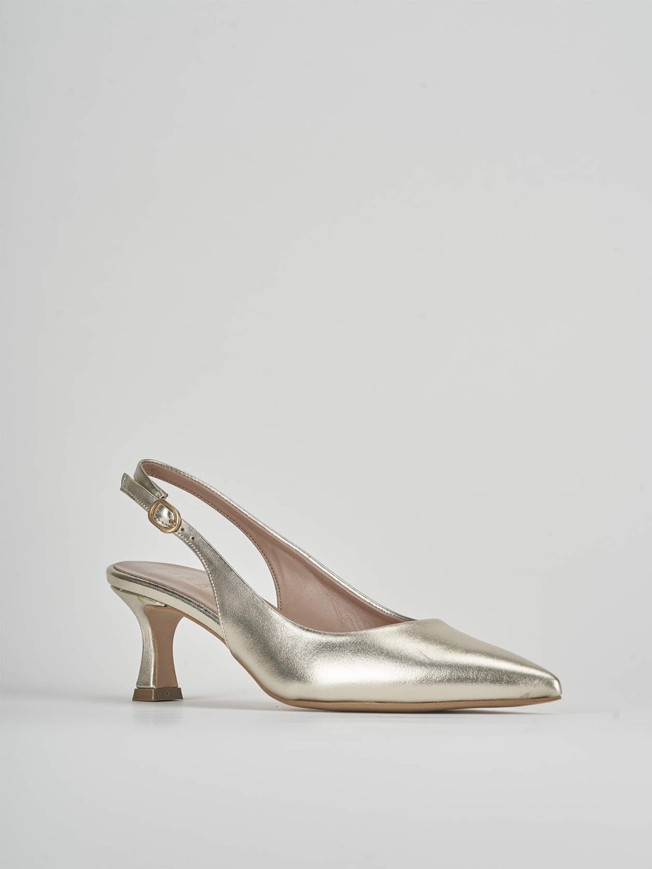 Décolleté e slingback tacco 6cm laminato oro