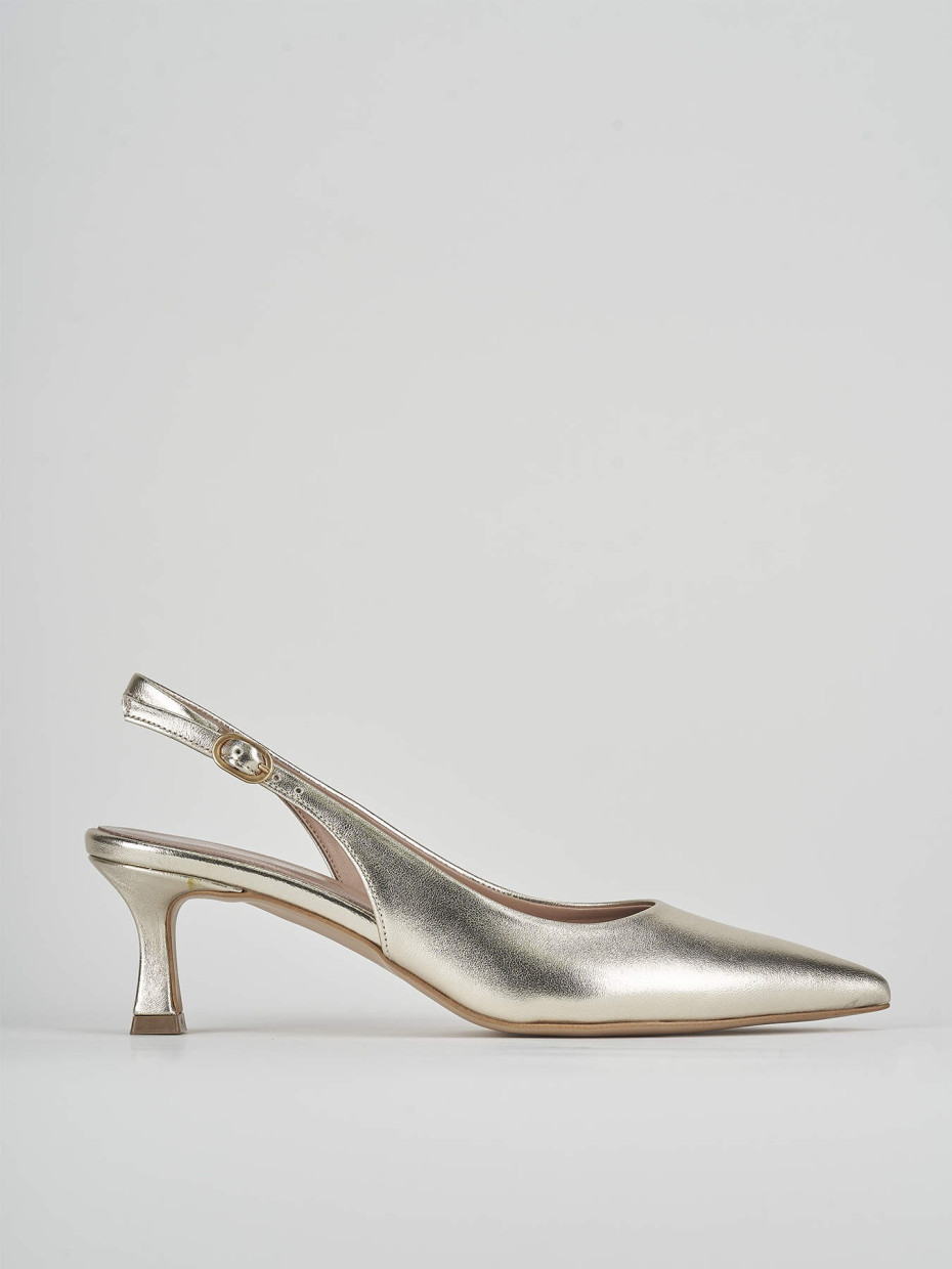 Décolleté e slingback tacco 6cm laminato oro