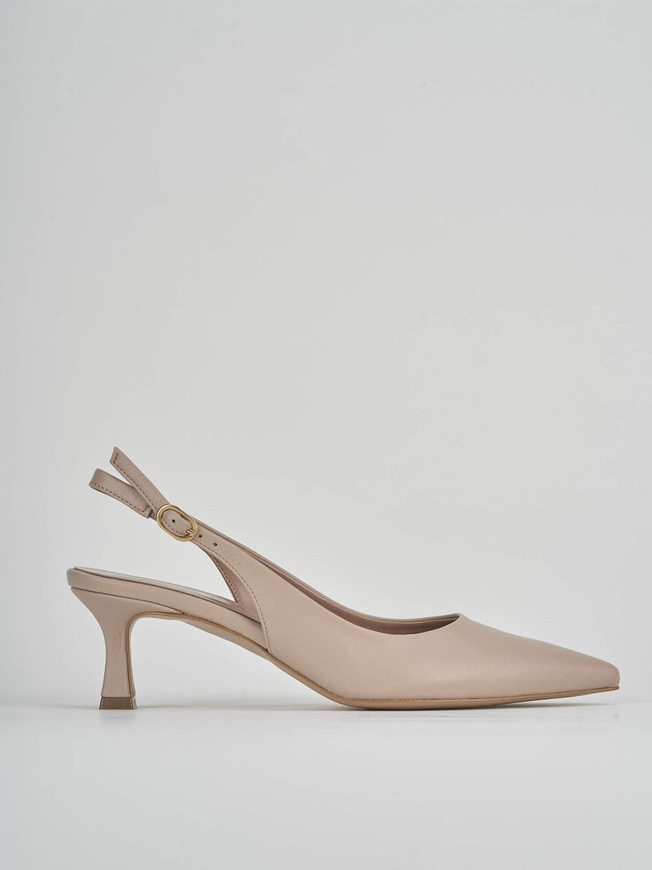 Décolleté e slingback tacco 6cm pelle rosa