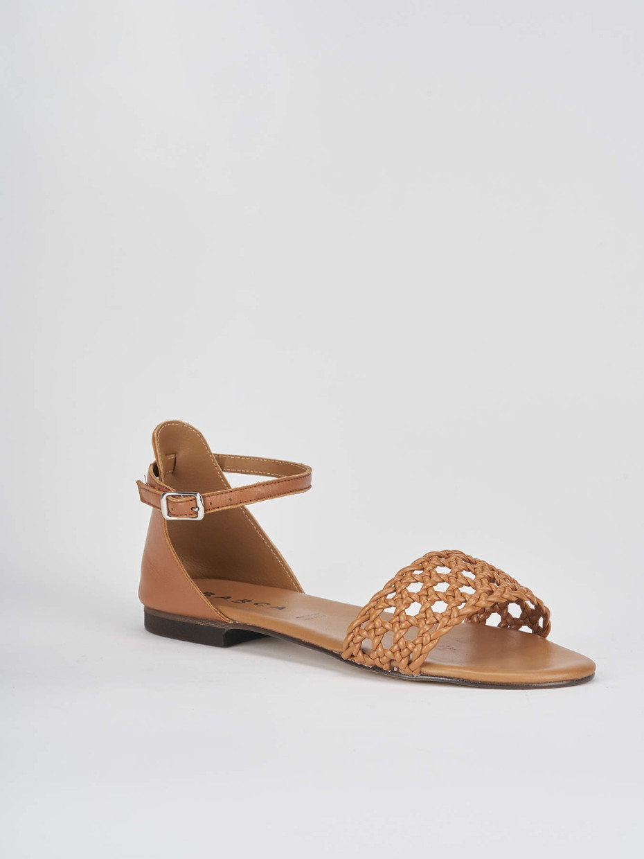 Low heel sandals woman heel 1 cm brown leather Barca Stores
