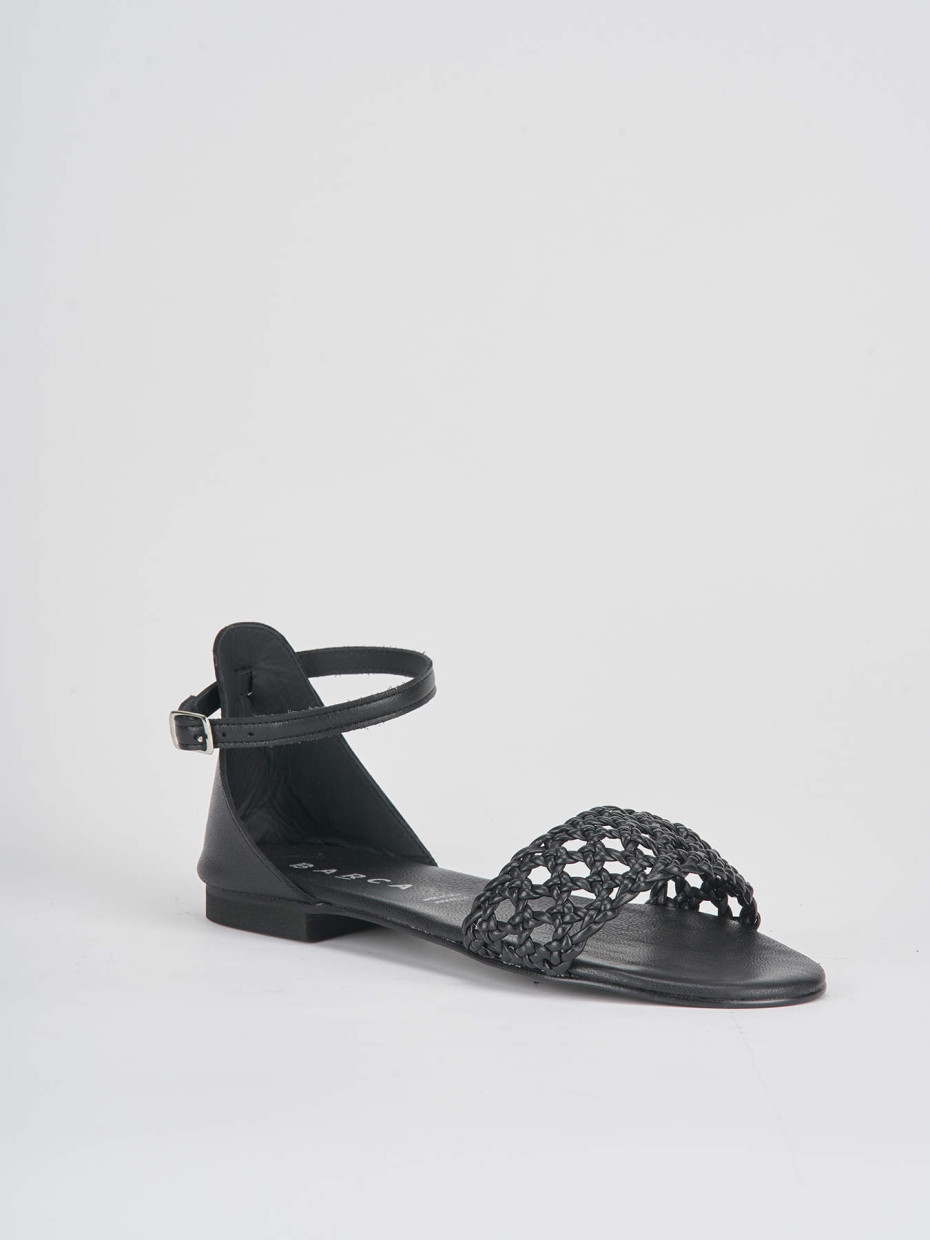 Low heel sandals heel 1 cm black leather