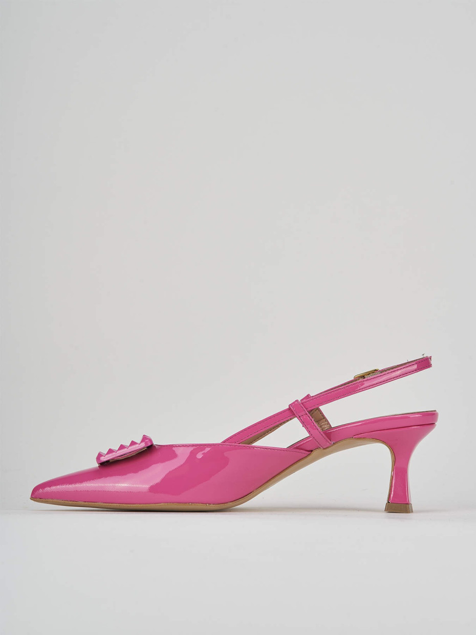 Décolleté e slingback tacco 5cm vernice rosa