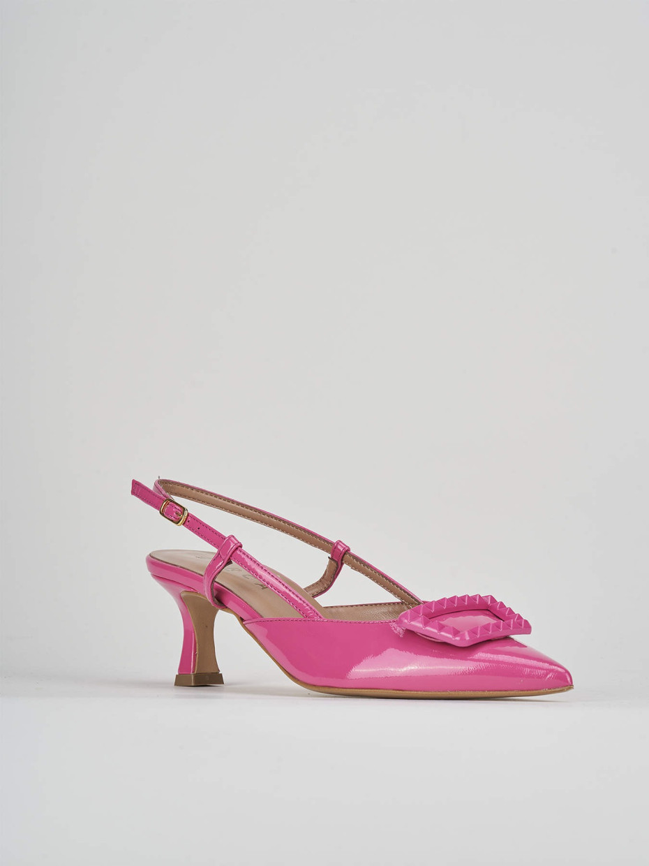 Décolleté e slingback tacco 5cm vernice rosa