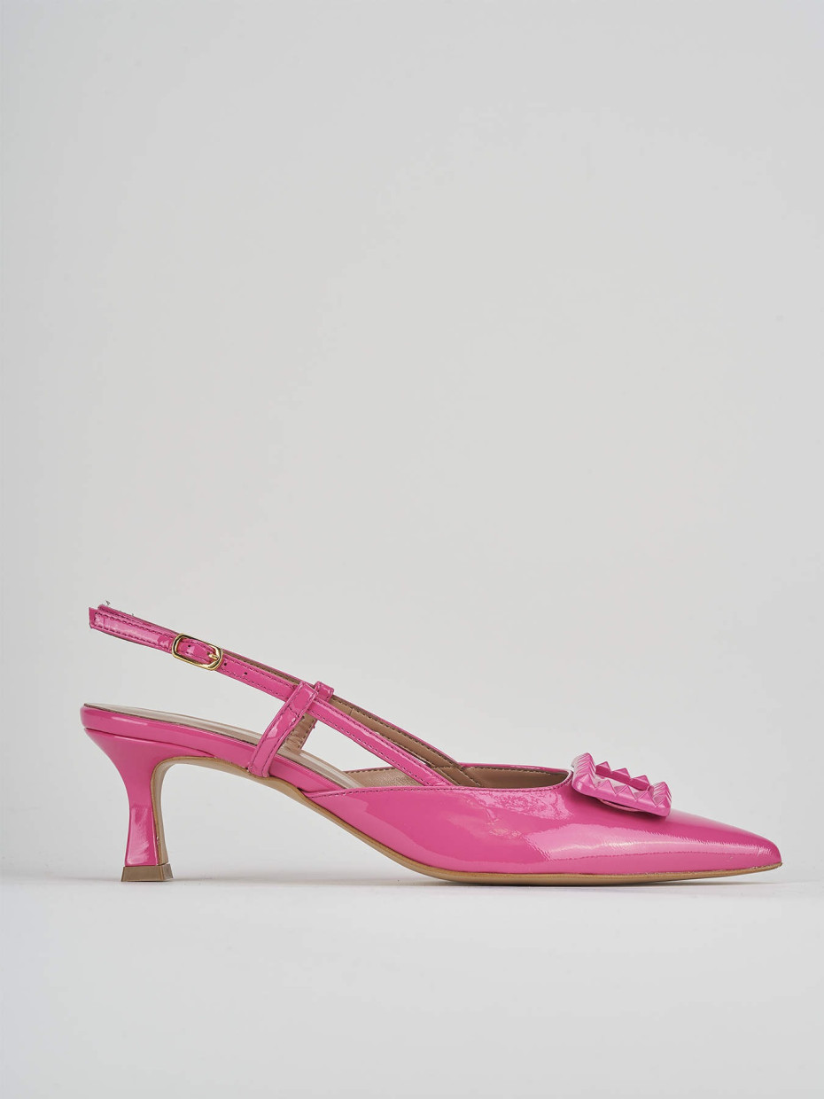 Décolleté e slingback tacco 5cm vernice rosa