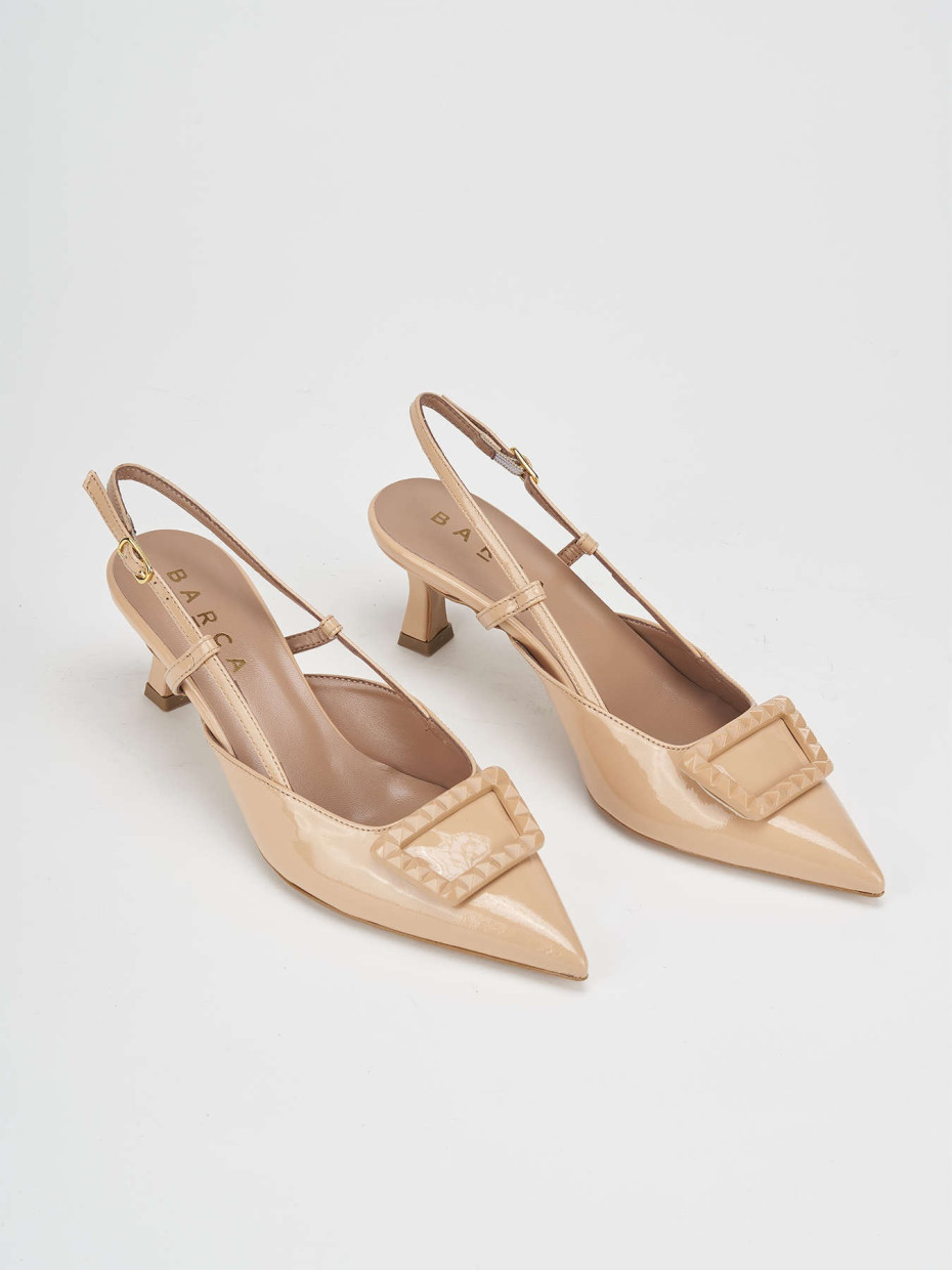 Décolleté e slingback tacco 5cm vernice rosa