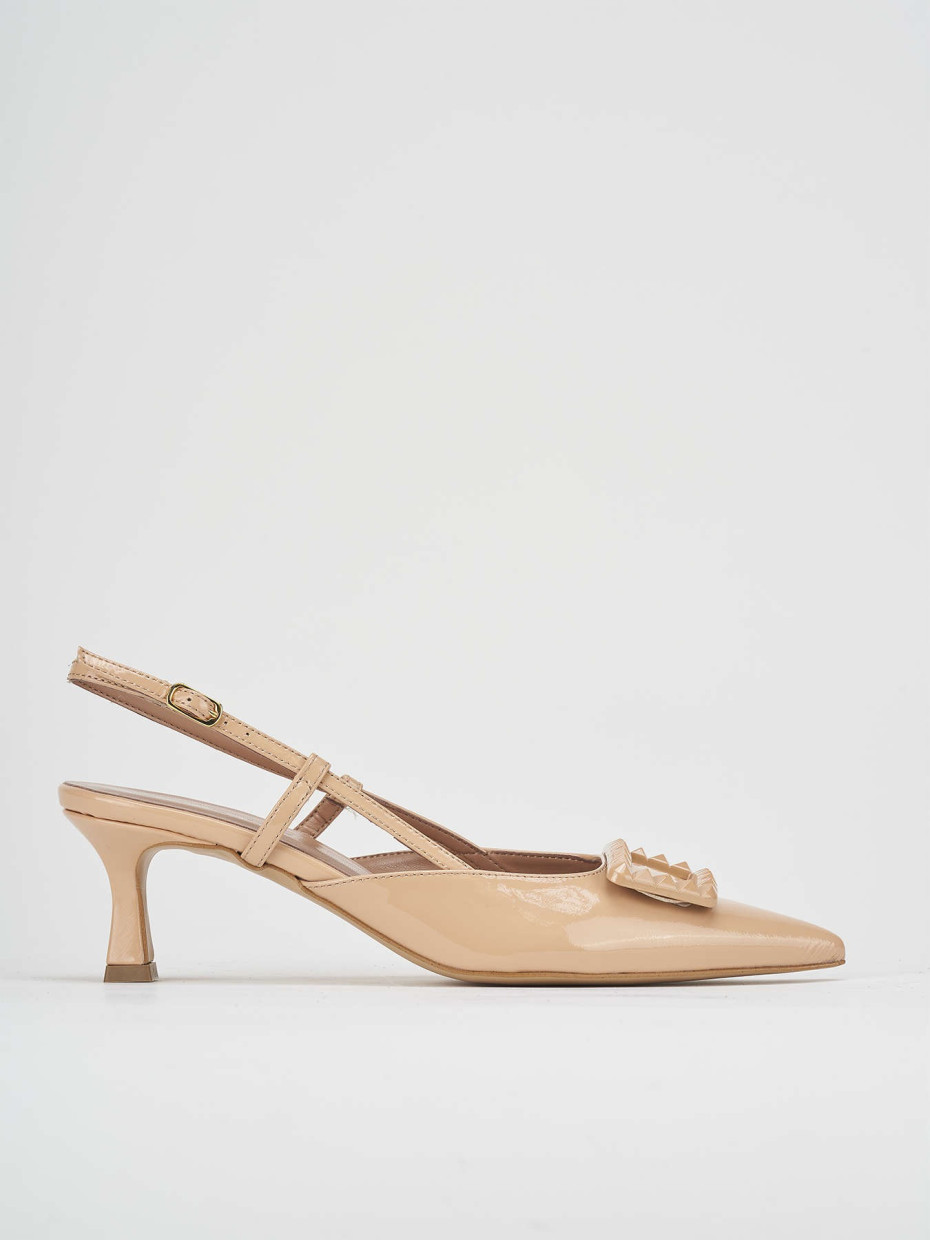 Décolleté e slingback tacco 5cm vernice rosa