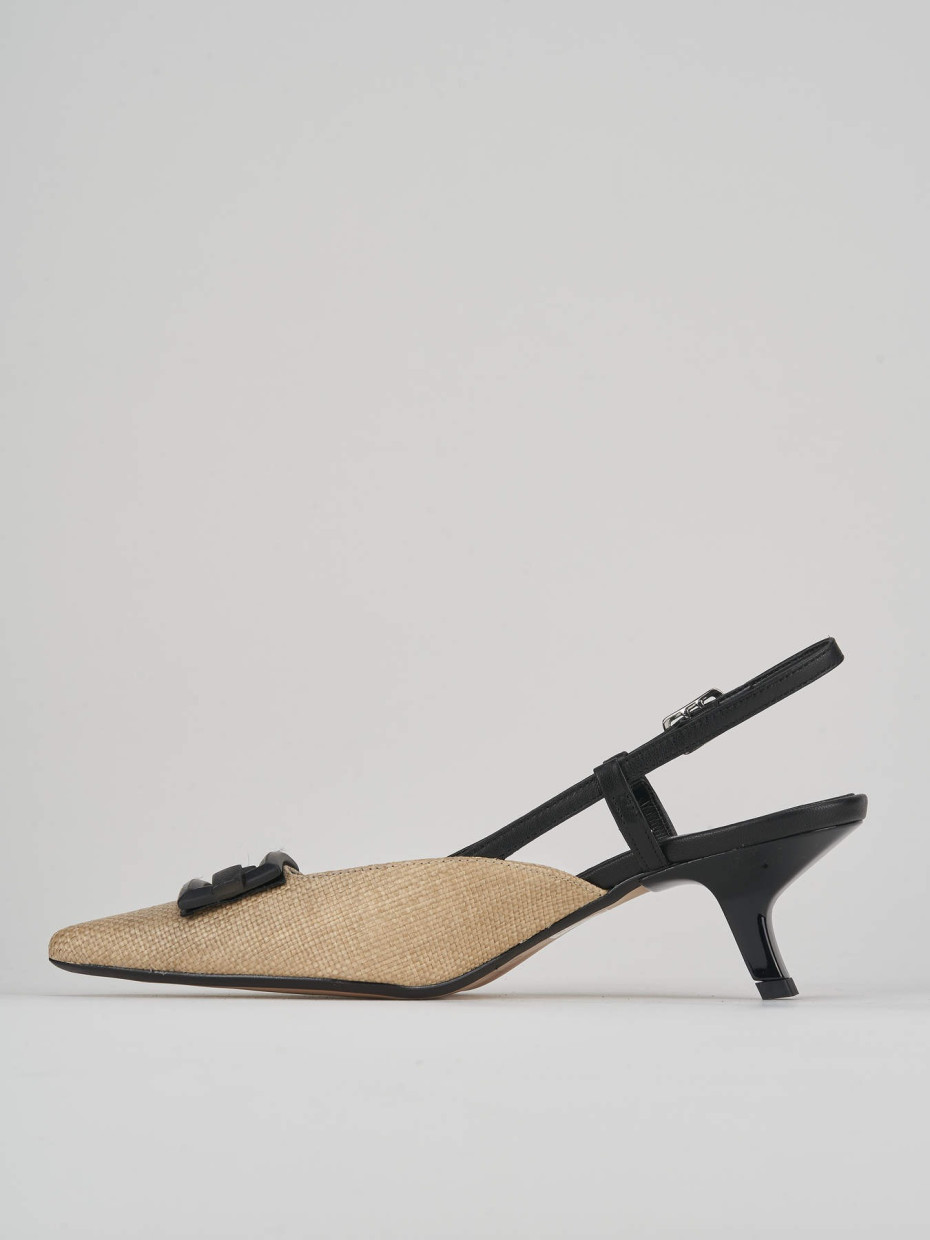 Slingback decolte tacco 3 cm nero pelle