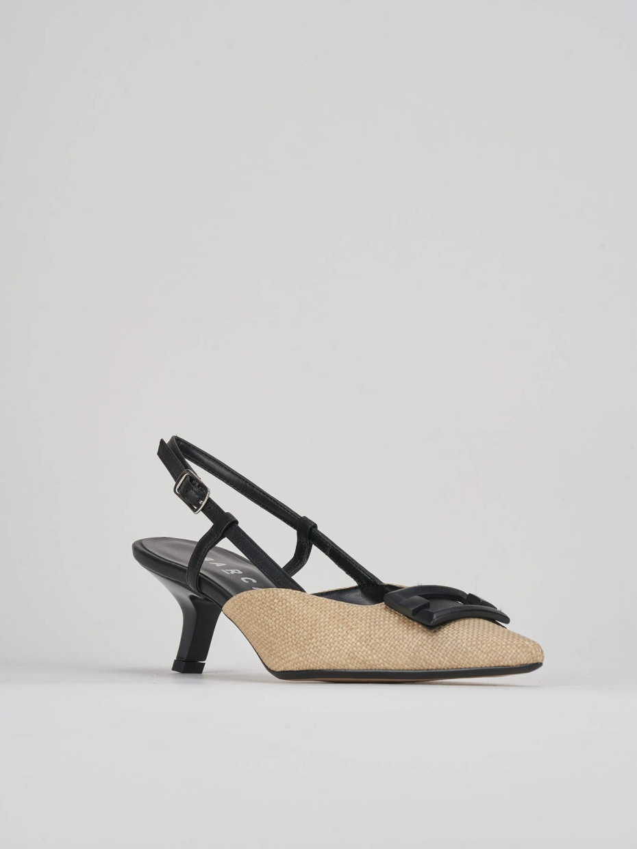 Slingback decolte tacco 3 cm nero pelle