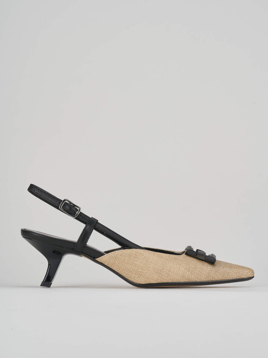 Slingback decolte tacco 3 cm nero pelle