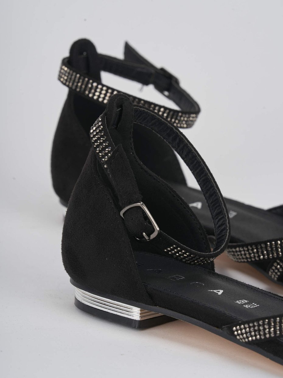 Low heel sandals heel 1 cm black suede