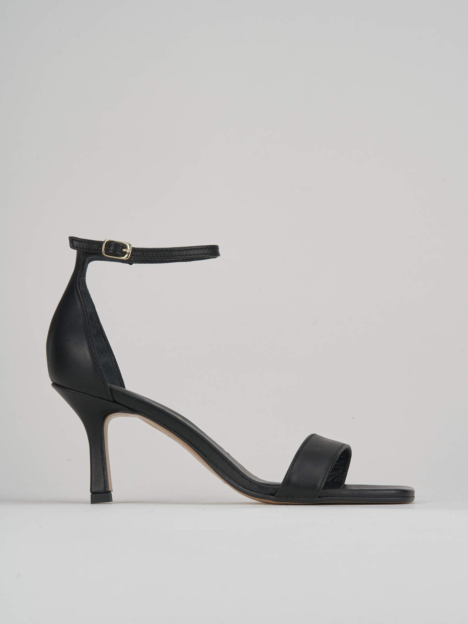 High heel sandals heel 6 cm black leather
