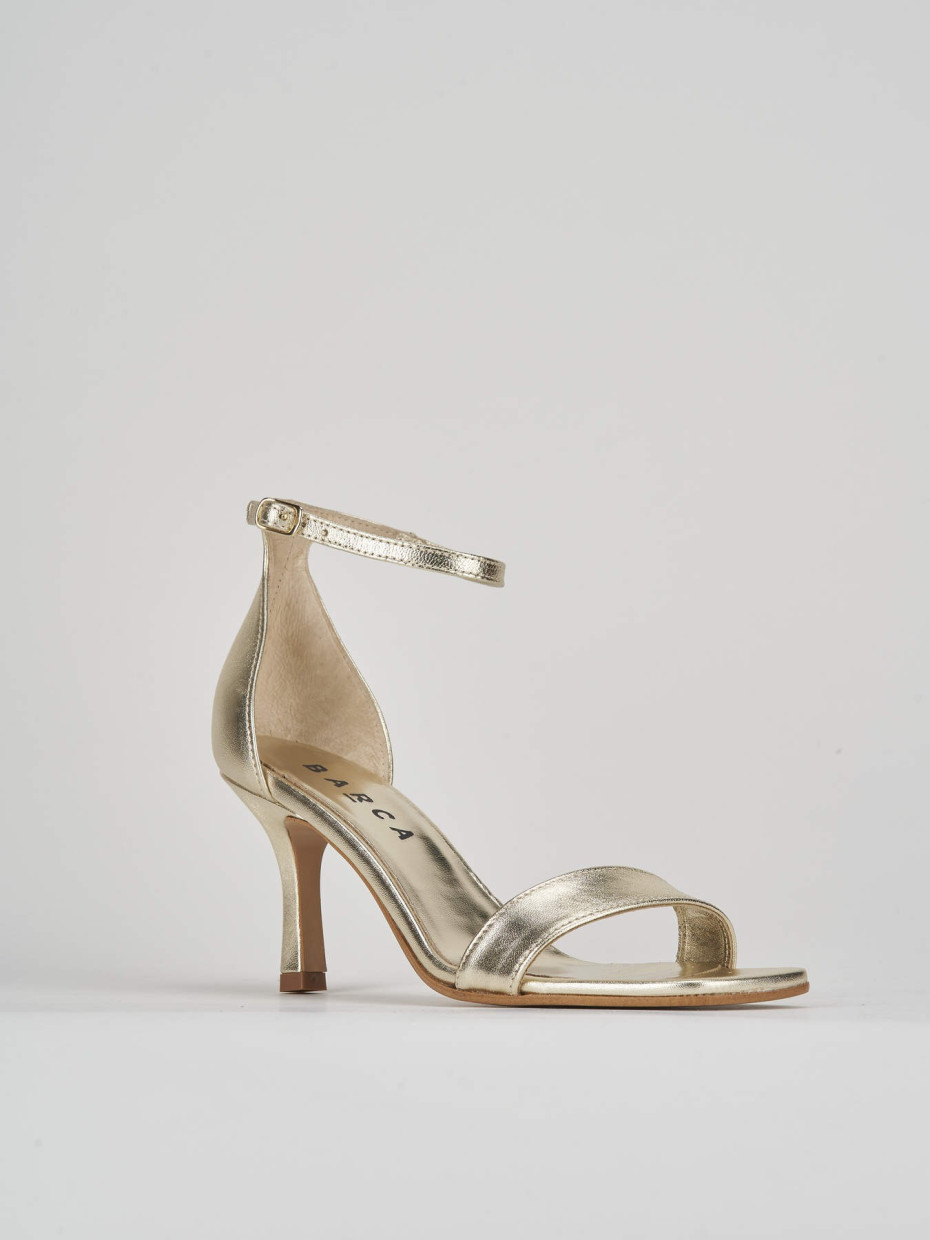 High heel sandals heel 6 cm gold leather