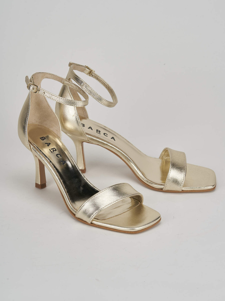 High heel sandals heel 6 cm gold leather