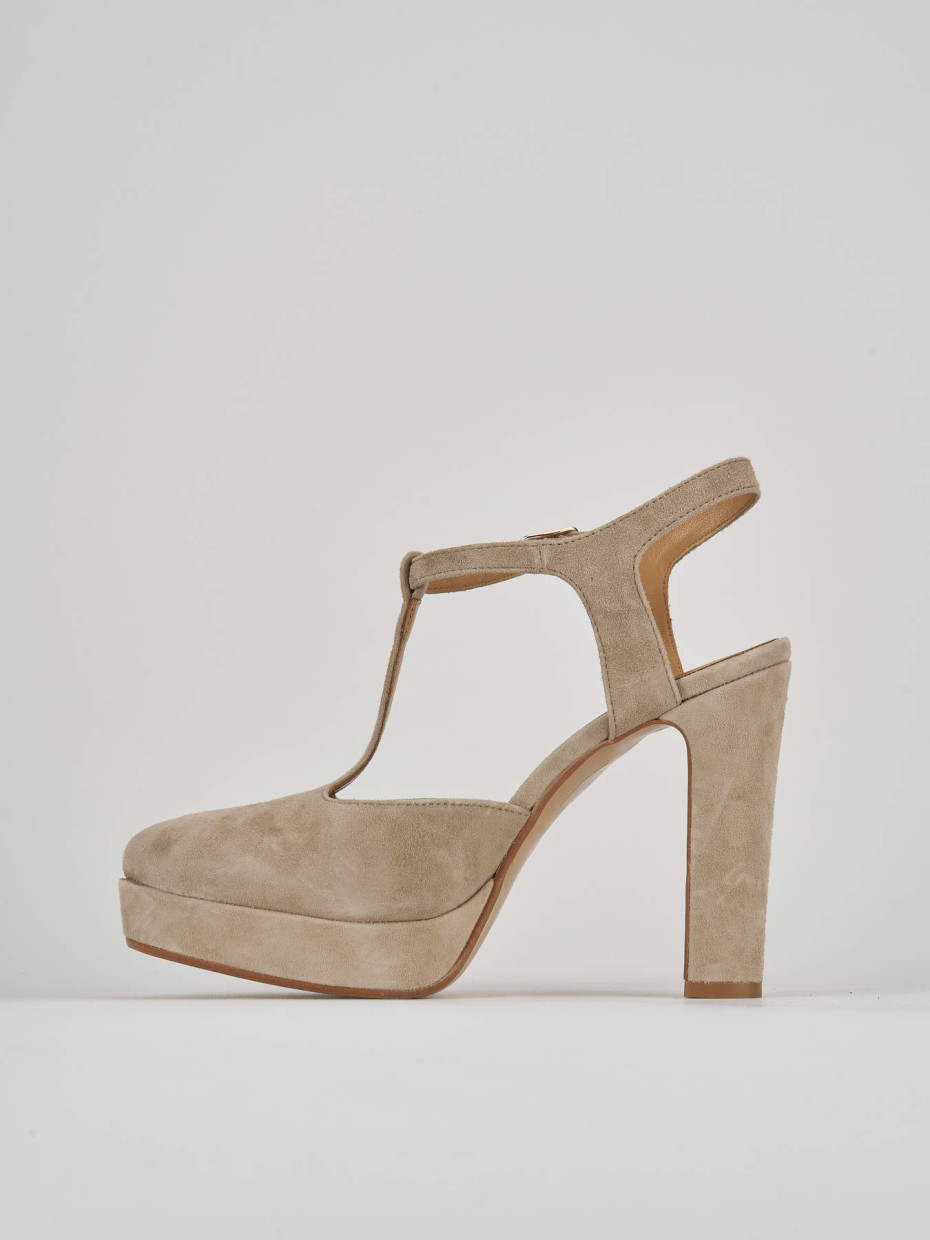Décolleté e slingback tacco 11cm camoscio beige