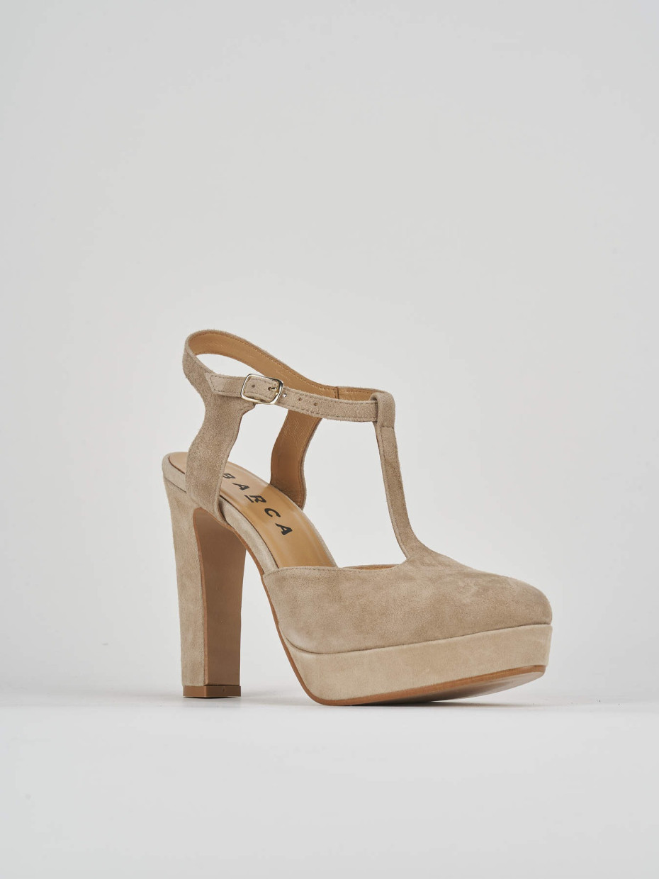 Décolleté e slingback tacco 11cm camoscio beige